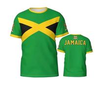 Camiseta de fútbol Insignia Bandera Jamaica for Hombres Camisetas Deportiva Manga Corta Celebración Nacional Camiseta de Informal Transpirable para Vestido de Partido de Entrenamiento y el Día a Día