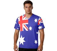 Camiseta de fútbol para fanáticos de los deportes, tela elástica, ajuste clásico, absorbe la humedad, para actividades al aire libre, para todo tipo de cuerpo, Bandera nacional de Australia, X-Large
