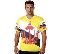 Camiseta de fútbol para fanáticos de los deportes, tela elástica, ajuste clásico, absorbe la humedad, para actividades al aire libre, para todo tipo de cuerpo, Bandera nacional de Brunéi, Large