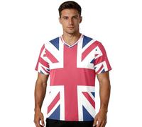 Camiseta de fútbol para fanáticos de los deportes, tela elástica, ajuste clásico, absorbe la humedad, para actividades al aire libre, para todo tipo de cuerpo, Bandera nacional del Reino Unido, Large