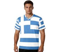Camiseta de fútbol para fanáticos de los deportes, tela elástica, ajuste clásico, absorbe la humedad, para actividades al aire libre, para todo tipo de cuerpo, Bandera nacional de Grecia, Small
