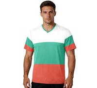 Camiseta de fútbol para fanáticos de los deportes, tela elástica, ajuste clásico, absorbe la humedad, para actividades al aire libre, para todo tipo de cuerpo, Bandera nacional de Bulgaria, 4X-Large