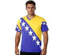 Camiseta de fútbol para fanáticos de los deportes, tela elástica, ajuste clásico, absorbe la humedad, para actividades al aire libre, para todo tipo de cuerpo, Bandera nacional de Bosnia y Herzegovina