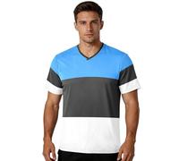 Camiseta de fútbol para fanáticos de los deportes, tela elástica, ajuste clásico, absorbe la humedad, para actividades al aire libre, para todo tipo de cuerpo, Bandera nacional de Estonia, X-Small
