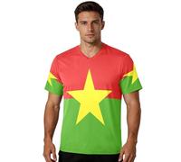 Camiseta de fútbol para fanáticos de los deportes, tela elástica, ajuste clásico, absorbe la humedad, para actividades al aire libre, para todo tipo de cuerpo, Bandera nacional de Burkina Faso