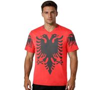 Camiseta de fútbol para fanáticos de los deportes, tela elástica, ajuste clásico, absorbe la humedad, para actividades al aire libre, para todo tipo de cuerpo, Bandera nacional de Albania, XX-Large
