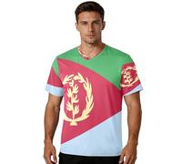 Camiseta de fútbol para fanáticos de los deportes, tela elástica, ajuste clásico, absorbe la humedad, para actividades al aire libre, para todo tipo de cuerpo, Bandera nacional de Eritrea, XX-Large