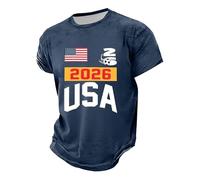 Camiseta de fútbol para hombre 2026, diseño de bandera de Estados Unidos y fútbol, camisetas de manga corta para hombre para apoyar a partido Foot, camiseta de gran tamaño informal, camiseta de verano