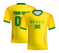 Camiseta de fútbol para hombre Brasil, camisetas con bandera del país de Brasil para hombre, camiseta de fútbol con logotipo de número de nombre de equipo personalizado para regalo de fanáticos