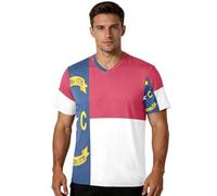 Camiseta de fútbol para hombre, tela de secado rápido, puños y cuello blanco/negro, flexible para gimnasio y fitness, para todo tipo de cuerpo, North Carolina State Flag, Medium