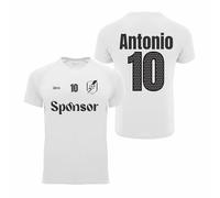 Camiseta de Fútbol Personalizada con tu Escudo, Nombre y Número | Niño | Forma tu Equipo (FR/ES, Edad, 8 años, Regular, Blanco)