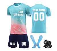 Camiseta de fútbol personalizada, conjunto corto de camisetas de fútbol personalizadas con nombre/número/logotipo del equipo, Camiseta y Pantalón, Espinilleras y Calcetines Fútbol