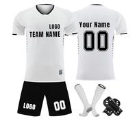 Camiseta de fútbol personalizada, conjunto corto de camisetas de fútbol personalizadas con nombre/número/logotipo del equipo, Camiseta y Pantalón, Espinilleras y Calcetines Fútbol