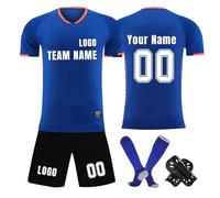 Camiseta de fútbol personalizada, conjunto corto de camisetas de fútbol personalizadas con nombre/número/logotipo del equipo, Camiseta y Pantalón, Espinilleras y Calcetines Fútbol