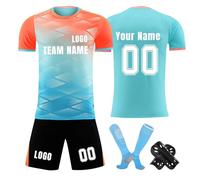 Camiseta de fútbol personalizada, conjunto corto de camisetas de fútbol personalizadas con nombre/número/logotipo del equipo, Camiseta y Pantalón, Espinilleras y Calcetines Fútbol