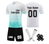 Camiseta de fútbol personalizada, conjunto corto de camisetas de fútbol personalizadas con nombre/número/logotipo del equipo, Camiseta y Pantalón, Espinilleras y Calcetines Fútbol