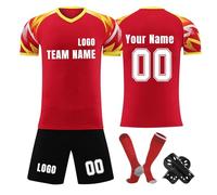 Camiseta de fútbol personalizada, conjunto corto de camisetas de fútbol personalizadas con nombre/número/logotipo del equipo, Camiseta y Pantalón, Espinilleras y Calcetines Fútbol