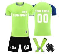 Camiseta de fútbol personalizada, conjunto corto de camisetas de fútbol personalizadas con nombre/número/logotipo del equipo, Camiseta y Pantalón, Espinilleras y Calcetines Fútbol