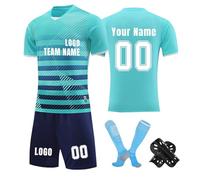 Camiseta de fútbol personalizada, conjunto corto de camisetas de fútbol personalizadas con nombre/número/logotipo del equipo, Camiseta y Pantalón, Espinilleras y Calcetines Fútbol