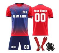 Camiseta de fútbol personalizada, conjunto corto de camisetas de fútbol personalizadas con nombre/número/logotipo del equipo, Camiseta y Pantalón, Espinilleras y Calcetines Fútbol