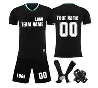 Camiseta de fútbol personalizada, conjunto corto de camisetas de fútbol personalizadas con nombre/número/logotipo del equipo, Camiseta y Pantalón, Espinilleras y Calcetines Fútbol