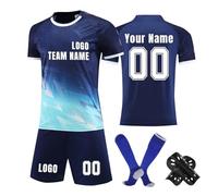 Camiseta de fútbol personalizada, conjunto corto de camisetas de fútbol personalizadas con nombre/número/logotipo del equipo, Camiseta y Pantalón, Espinilleras y Calcetines Fútbol
