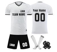 Camiseta de fútbol personalizada, conjunto corto de camisetas de fútbol personalizadas con nombre/número/logotipo del equipo, Camiseta y Pantalón, Espinilleras y Calcetines Fútbol