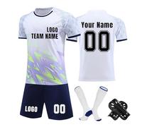 Camiseta de fútbol personalizada, conjunto corto de camisetas de fútbol personalizadas con nombre/número/logotipo del equipo, Camiseta y Pantalón, Espinilleras y Calcetines Fútbol