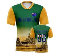 Camiseta de fútbol personalizada de la selección nacional 2025/2026 City Night Skyline diseño personalizado camiseta con nombre y número para hombres, mujeres, jóvenes, niños, A-ustralia, S-XXL