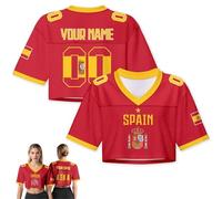 Camiseta de fútbol Personalizada para Mujer - Nombre y número Propios, Crop Top de Malla Y2K, Camiseta Holgada de Verano - Regalo para Aficionados de la selección Nacional 2026 (SP_AIN)