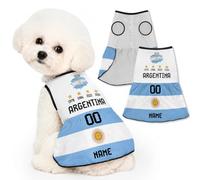 Camiseta de fútbol Personalizada para Perros en el día del Partido 2026 Jersey con Nombre Equipo y número, una Prenda cómoda Transpirable para Tallas pequeñas Medianas y Grandes (A-rgentina)