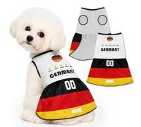 Camiseta de fútbol Personalizada para Perros en el día del Partido 2026 Jersey con Nombre Equipo y número, una Prenda cómoda Transpirable para Tallas pequeñas Medianas y Grandes (G-ermany)