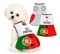 Camiseta de fútbol Personalizada para Perros en el día del Partido 2026 Jersey con Nombre Equipo y número, una Prenda cómoda Transpirable para Tallas pequeñas Medianas y Grandes (P-ortugal)