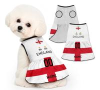 Camiseta de fútbol Personalizada para Perros en el día del Partido 2026 Jersey con Nombre Equipo y número, una Prenda cómoda Transpirable para Tallas pequeñas Medianas y Grandes (E-ngland)