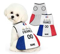Camiseta de fútbol Personalizada para Perros en el día del Partido 2026 Jersey con Nombre Equipo y número, una Prenda cómoda Transpirable para Tallas pequeñas Medianas y Grandes (F-Rance)