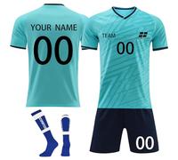 Camiseta de Fútbol Personalizadas para Hombres y Niño, Equipación Futbol Adultos DIY Nombre Número Logotipo con Conjunto V CuelloTop Pantalón Corto y Calcetines