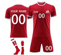 Camiseta de Fútbol Personalizadas para Hombres y Niño, Equipación Futbol Adultos DIY Nombre Número Logotipo con Conjunto V CuelloTop Pantalón Corto y Calcetines