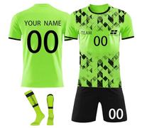 Camiseta de Fútbol Personalizadas para Hombres y Niño, Equipación Futbol Adultos DIY Nombre Número Logotipo con Conjunto V CuelloTop Pantalón Corto y Calcetines