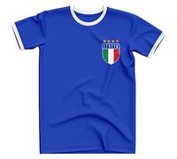 Camiseta de fútbol retro de Italia, color azul real, para adultos, de la Copa del Mundo de Italia Italiana GLI Azzurri, L254e, Azul real/anillo blanco, XXL