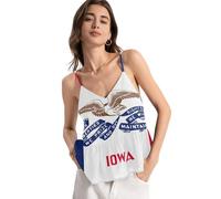 Camiseta de gasa para mujer, cuello en V, tirantes de espaguetis, espalda descubierta, elegante, sin mangas, para fiesta, Iowa State Flag, S