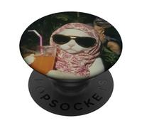 Camiseta de Gato Just a Chill Girl, Camiseta de Gato y Dinosaurio PopSockets PopGrip Adhesivo