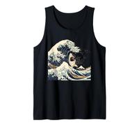 Camiseta De Gato Negro Hai Ukiyo-e Ocean Art Japonés Camiseta sin Mangas
