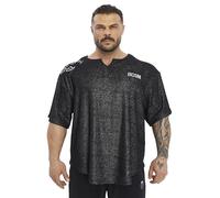 Camiseta de gimnasio para hombre Active Wear Bodybuilding Lifting Oversize Rag Top | Textura de toalla, Camiseta de entrenamiento de algodón, Negro, Small
