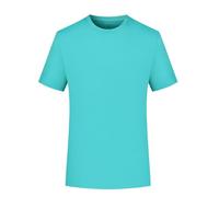 Camiseta de gimnasio transpirable de secado rápido para hombre, manga corta, cuello redondo, color liso, camiseta deportiva de verano para correr, fitness, ciclismo, entrenamiento, azul claro, 4XL