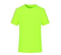 Camiseta de gimnasio transpirable de secado rápido para hombre, manga corta, cuello redondo, color liso, camiseta deportiva de verano para correr, fitness, ciclismo, entrenamiento, verde fluorescente