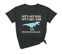 Camiseta de gramática para mujer: divertida camiseta gráfica de Dinasour, regalos para profesores, jardín de infantes, camiseta de vida para profesores, cómoda, esencial para vacaciones, Negro, XL