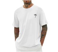 Camiseta de gran tamaño para hombre, con estampado, camiseta holgada para hombre, cuello redondo, manga corta, suelta, de verano, con carta, estampada, ropa de calle, S-5XL, Blanco, 3XL