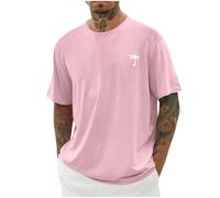 Camiseta de gran tamaño para hombre, con estampado, camiseta holgada para hombre, cuello redondo, manga corta, suelta, de verano, con carta, estampada, ropa de calle, S-5XL, Rosa., 3XL
