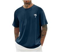 Camiseta de gran tamaño para hombre, con estampado, camiseta holgada para hombre, cuello redondo, manga corta, suelta, de verano, con carta, estampada, ropa de calle, S-5XL, azul oscuro, L