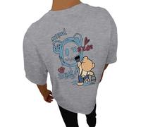 Camiseta de gran tamaño para hombre con estampado de osos en la parte trasera, camisetas de cuello redondo, camisetas de manga corta, sueltas de verano, camisetas de algodón, camiseta Y2K, O gris., S